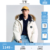 Teenie Weenie小熊男装2025新款男女同款工装三防貉子毛保暖派克羽绒服 象牙白 S (165)