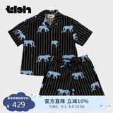 野兽派家居（tbh）软棉棉天丝棉条纹睡衣套装男女同款家居服套装  短款M礼物