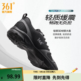361°运动鞋男鞋秋季新品防泼水皮革面跑步鞋轻质耐磨革网透气黑色鞋子 曜石黑/烟灰 41