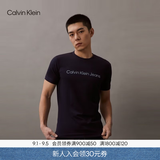 Calvin KleinJeans夏季男女情侣中性休闲年轻多色ck印花修身打底短袖T恤上衣 CHW-深邃蓝 M （推荐130-145斤）