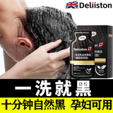 DELIISTON英国染发剂一洗黑染发膏纯天然植物无刺激不沾头皮孕妇可用泡泡染 纯天然-0氨0致癌物【防过敏+全套工具】20ml*10袋