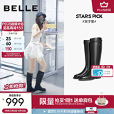 百丽（Belle）章若楠董洁同款双子星骑士女冬季商场款牛皮长靴B9V1DDG4 牛皮升级版-黑色 【早春晴朗尚之桃孙千同款】 37 (235mm)