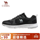 骆驼（CAMEL）网面透气跑步男鞋轻量健步运动鞋子 CSS221L0033 黑色 45