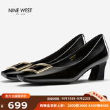 NINE WEST玖熙女鞋秋季气质高跟皮鞋女士方头单鞋子女款 NH434045FK 黑色39