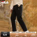 FILA斐乐简约商务通勤长裤男士秋冬季针织长裤直筒裤子挺阔休闲男裤 【经典小黑裤】正黑色-BK M 170/80A
