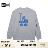 NEW ERA纽亦华加绒卫衣男女同款MLB立体胶印NY宽松套头衫 13338672-灰色 M