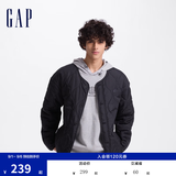 GAP男装印花logo波浪绗线外套轻薄简约风棉服619672 黑色 M (170/92A) 亚洲尺码 【偏大，建议拍小一码】