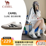 骆驼（CAMEL）情侣穿搭德训鞋山海红色黄色复古休闲百搭运动男女防滑板鞋 7606，象牙白/黑，女 37