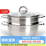 乐扣乐扣（LOCK&LOCK）不锈钢蒸锅 家用大容量蒸锅28CM二层蒸锅汤锅套装组合电磁炉锅具