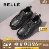百丽男鞋舒适休闲鞋厚底增高3.5cm牛皮商务运动鞋A1354AM5 黑单里 42