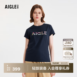 AIGLE艾高轻奢短袖T恤春夏户外休闲运动舒适圆领套头女士上衣 深海军蓝 BC511 36(160/84A)