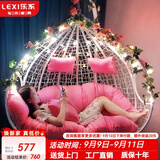 乐系（LEXI） 吊椅双人鸟巢秋千吊篮家用室内阳台吊兰户外吊床藤椅摇篮椅躺椅 【橡胶木】双人白色细藤特大号 静音款