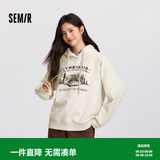 森马（Semir）[商场同款]中国国家地理系列卫衣女图案2024新款加绒宽松冬装 浅花灰00232 L