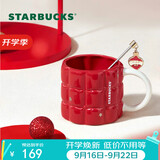 星巴克（Starbucks）红色格纹款马克杯(配搅拌棒)490ml陶瓷水杯咖啡桌面杯中秋节礼物