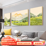 瑞尚（RUISHANG） 轻奢客厅装饰画大气抽象沙发背景墙挂画现代简约别墅三联画 背有靠山 40*60+中80*60晶瓷面金框
