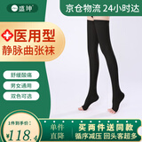 盛坤静脉曲张弹力袜一二级医用辅助治疗型术后护小腿防血栓护士压力袜 【医院同售】二级长筒 黑色露趾 XXL（参考体重150斤以上）
