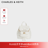 CHARLES&KEITH菱格大容量柔软背包书包双肩包包女包生日开学礼物CK2-60151400 Cream奶白色 S