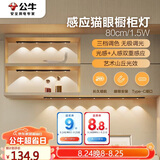 公牛（BULL）感应猫眼橱柜灯磁吸充电山丘光效展柜玄关氛围小夜灯 黑80cm三色