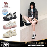 骆驼（CAMEL）丑萌登山鞋女时尚撞色户外休闲鞋 L24M076602 米/银/黑 37