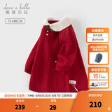 戴维贝拉（DAVE＆BELLA）冬装新年女童毛衣连衣裙女宝宝童裙洋气小童裙子儿童公主裙 红色【现货】 110 cm（建议身高100-110cm）