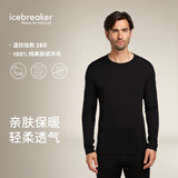 icebreaker 美利奴羊毛男女260Oasis户外徒步登山打底衫滑雪运动功能内衣 男-圆领上衣-黑色104371 XL