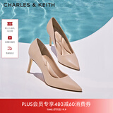 CHARLES&KEITH简约通勤尖头高跟鞋子女鞋休闲单鞋生日礼物送女友CK1-60280245-1 Nude肉色 39
