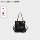CHARLES&KEITH柔软抽绳简约链条福袋包单肩斜挎包包女包生日礼物CK2-80151536