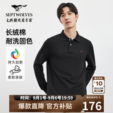 七匹狼长袖T恤男士抗菌秋季易打理商务休闲翻领固色Polo衫舒适亲肤透气 001(黑色)1D1D XL 175/92A