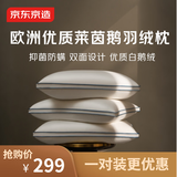 【热卖】五星级酒店羽绒枕头欧洲白鹅绒蓬松柔软成人枕芯一对中枕