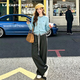 雾道针织衫女外套毛衣女款2026新款秋款女上衣洋气款撞色针织开衫