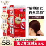 宣若（CIELO）染发剂日本原装进口植物盖白头发染黑纯棕色男女士美源染发膏 【2盒装】5P深纯棕色