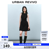 UR春季新款女摩登气质褶皱收腰显瘦无袖连衣裙UYY750030 黑色 L