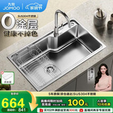 九牧（JOMOO）不锈钢拉丝水槽大容量洗菜盆洗碗池大单槽龙头套餐75*45 02277