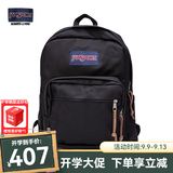 JANSPORT杰斯伯双肩包新款女男暮光复古学生书包旅行包商务通勤电脑包皮革 4QVA008 黑色-侧袋+隔层