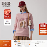 Teenie Weenie小熊女装秋季索罗娜加绒保暖卫衣甜美舒适T恤上衣潮 粉色 S (160)