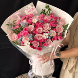 幽客玉品鲜花速递红玫瑰花束表白送女友老婆生日礼物全国同城配送 18朵粉玫瑰花束
