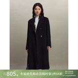 自巧（ZIQIAO）小个子正肩100%全羊毛双面呢大衣女2023冬季新款毛呢西装外套 星空黑 （100%绵羊毛） XXS (1码) 拍前请联系客服确认尺码