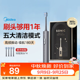 美的（Midea）电动牙刷S1PX灰色成人学生180天长续航5种清洁模式声波磁悬浮声波马达净齿男女士情侣生日节日礼物