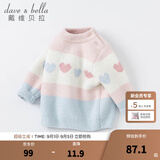 戴维贝拉（DAVE＆BELLA）女童毛衣半边绒儿童针织衫女秋季幼儿线衣小童秋装幼童线衫打底衫 粉色 110 cm（建议身高100-110cm）