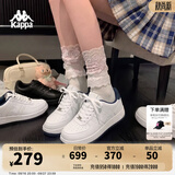 Kappa卡帕背靠背女鞋秋季厚底小白鞋子女板鞋新款情侣鞋百搭休闲运动鞋 经典白/海昌蓝 37