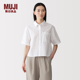MUJI 女式 凉感短袖衬衫 女士衬衣外套上衣女装女款26年夏季 BC2Q5C6S 白色 M (160/84A)
