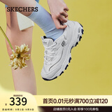 斯凯奇（Skechers）女鞋秋季小白熊休闲鞋子厚底增高百搭运动软底老爹鞋 白色/海军蓝色/WNV 37 【正码正拍】