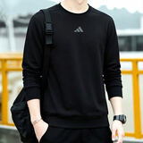 阿迪达斯（adidas）卫衣男装 26秋季新款运动服跑步健身训练透气休闲圆领男士套头衫 JJ4642/黑标/保暖/主推 L