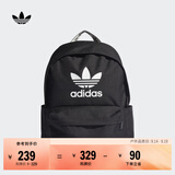 adidas休闲日常通勤运动双肩背包学生书包开学男女阿迪达斯三叶草   黑色/白   NS(均码)