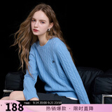 三彩2025冬季新款绣花绞花针织衫圆领毛衫长袖M 天空蓝 S 155/80A