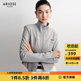 艾诺丝雅诗【商场同款】春秋新款修身显瘦立领针织卫衣短外套女40211075 霜灰色 L