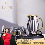 梵卡奇（FANKAQI）凉水壶套装客厅耐高温大容量玻璃冷水壶凉水杯冰水壶创意高颜值 烟灰南瓜壶+托盘+南瓜杯 350ml 6只