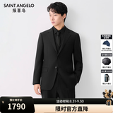报喜鸟西服套装男装【澳洲羊毛/人生第一套】商务正装通勤西装西裤套装 A款（黑色抗皱) 48 A(175/96) /请备注腰围或裤子