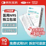可孚N95级医用防护口罩灭菌级熔喷布防细菌飞沫雾霾独立包装3盒共90只