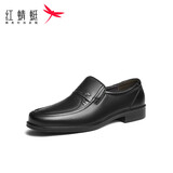 红蜻蜓男鞋新款男士爸爸一脚蹬软面皮商务休闲皮鞋男WTA42860 黑色38